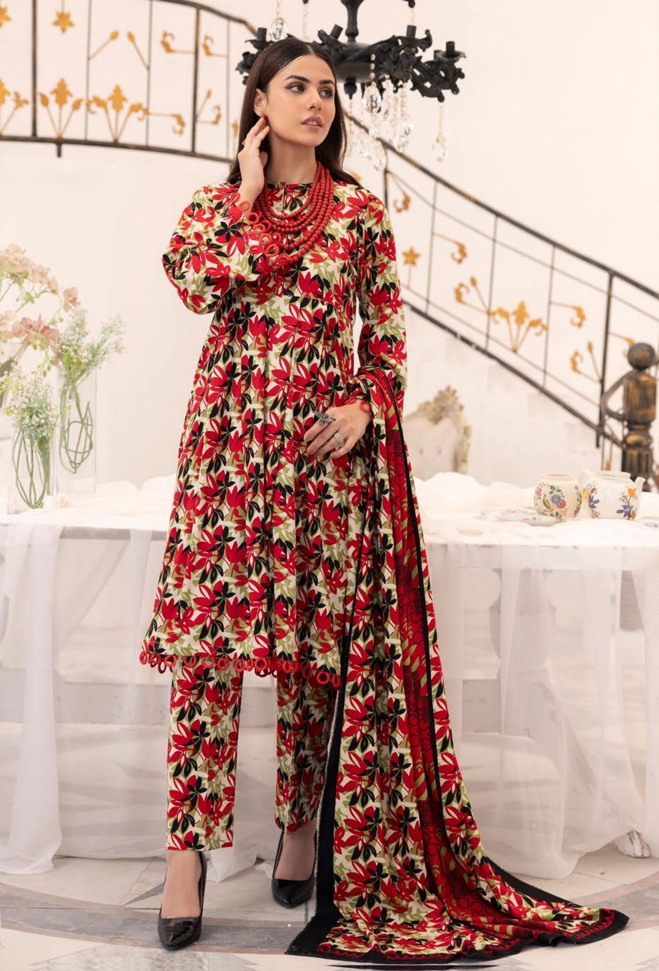 latest kurti designs for ladies - Leaves Print Dress - LotusLane